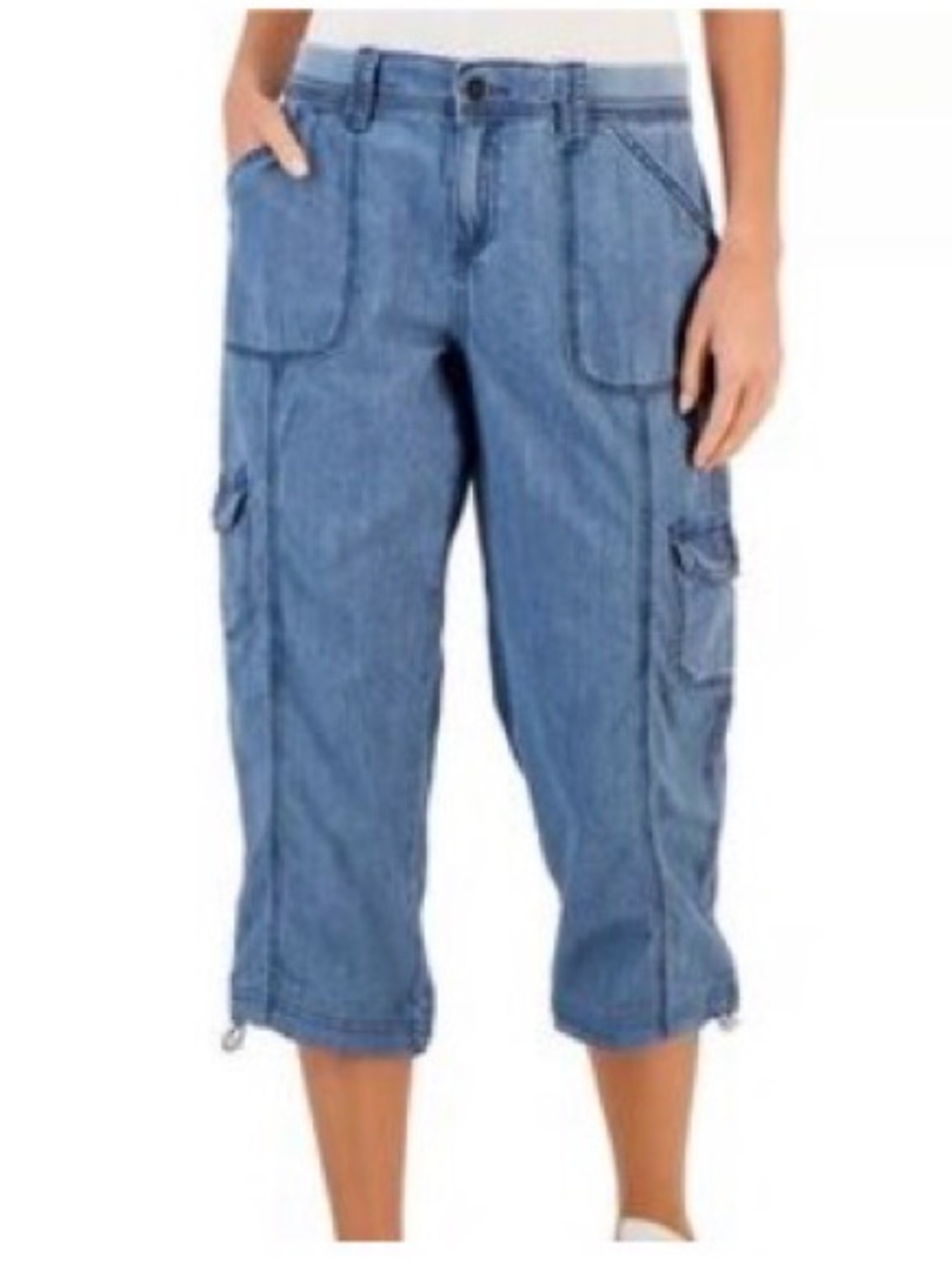 Style & Co. Light Blue Cargo Capris with Utility Pockets